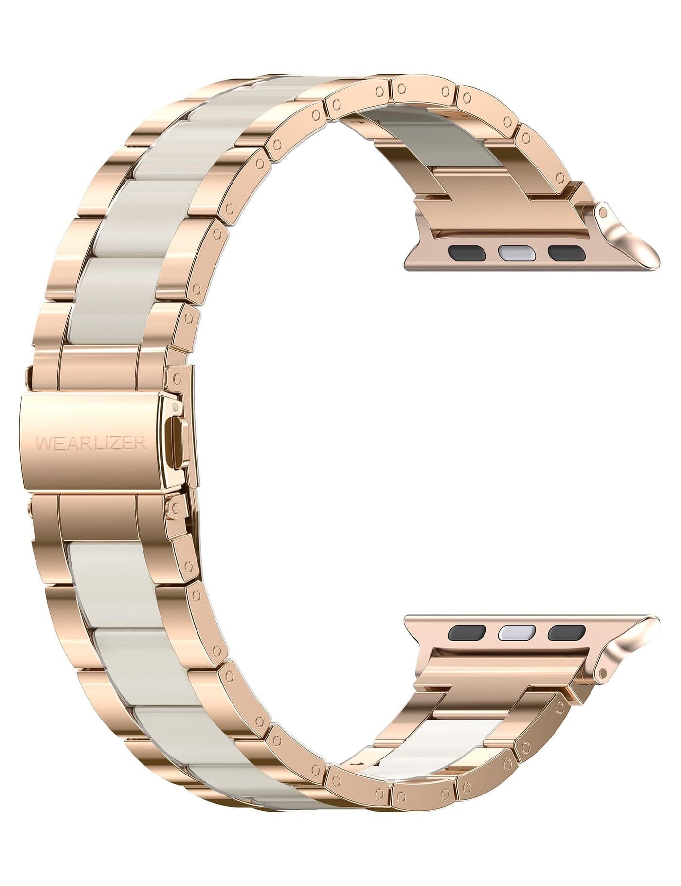 Wearlizer Compatible with Apple Watch Band 42/44/45/46/49mm Fashion Wristbands Womens, Stainless Steel+Resin Metal Replacement for iWatch Series 11 10 9 8 7 6 5 4 3 SE/Ultra 3 2 1-RoseGold+Starlight
