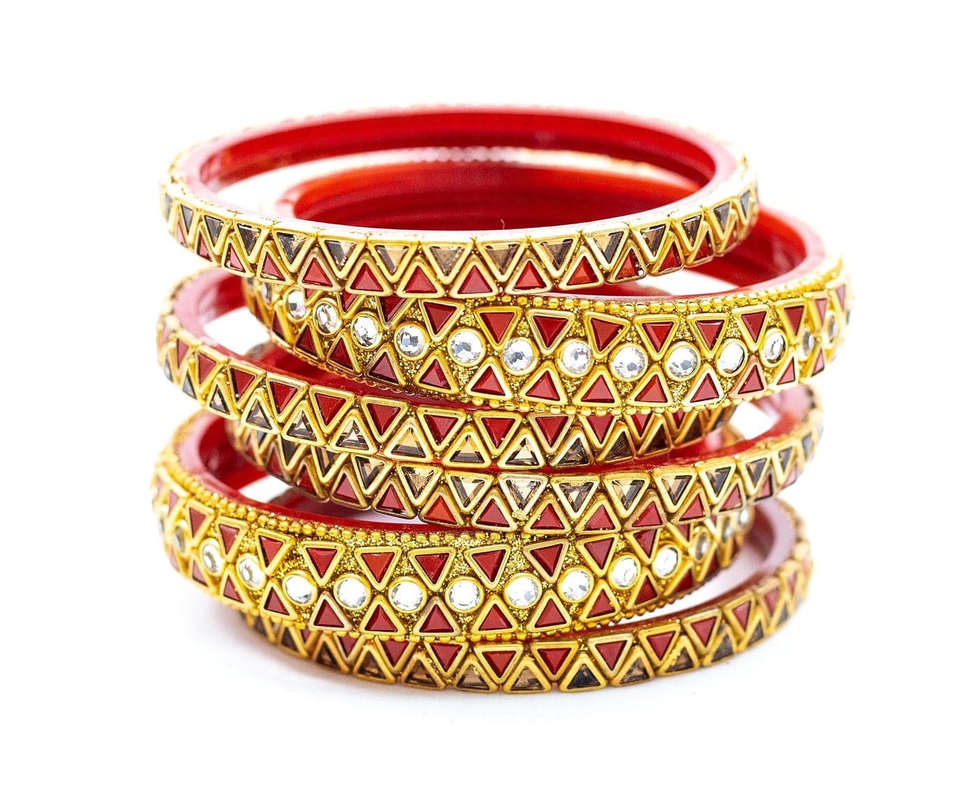 Swara Creations Glass Bangle Set | Red Velvet Chudi | Kundan work | Fance Design Bangles for Women | Sizes- 2.4, 2.6, 2.8 (SKU253)