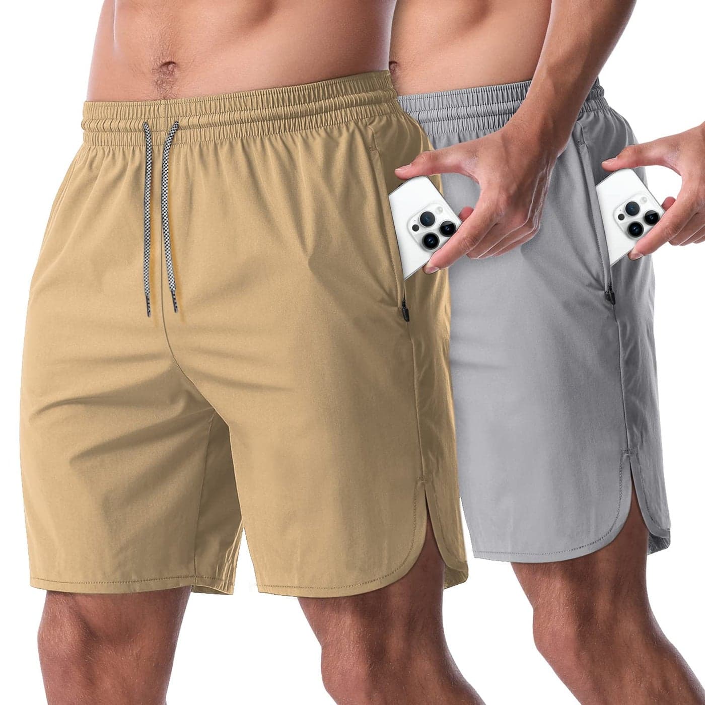 CANGHPGIN 2 Pack Mens Running Athletic Shorts 7 Quick Dry Sports Gym Shorts with Pockets Lightweight Exercise Workout Shorts Men