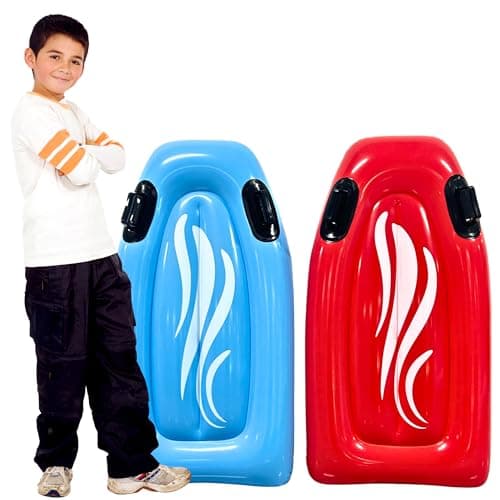 2 Pack Inflatable Boogie Boards for Beach Inflatable Body Board with Handles for Water Slides for Kids Adult Blow Up Surfboard Surf Floating Pool Float for Beach Pool Floats by 4Es Novelty