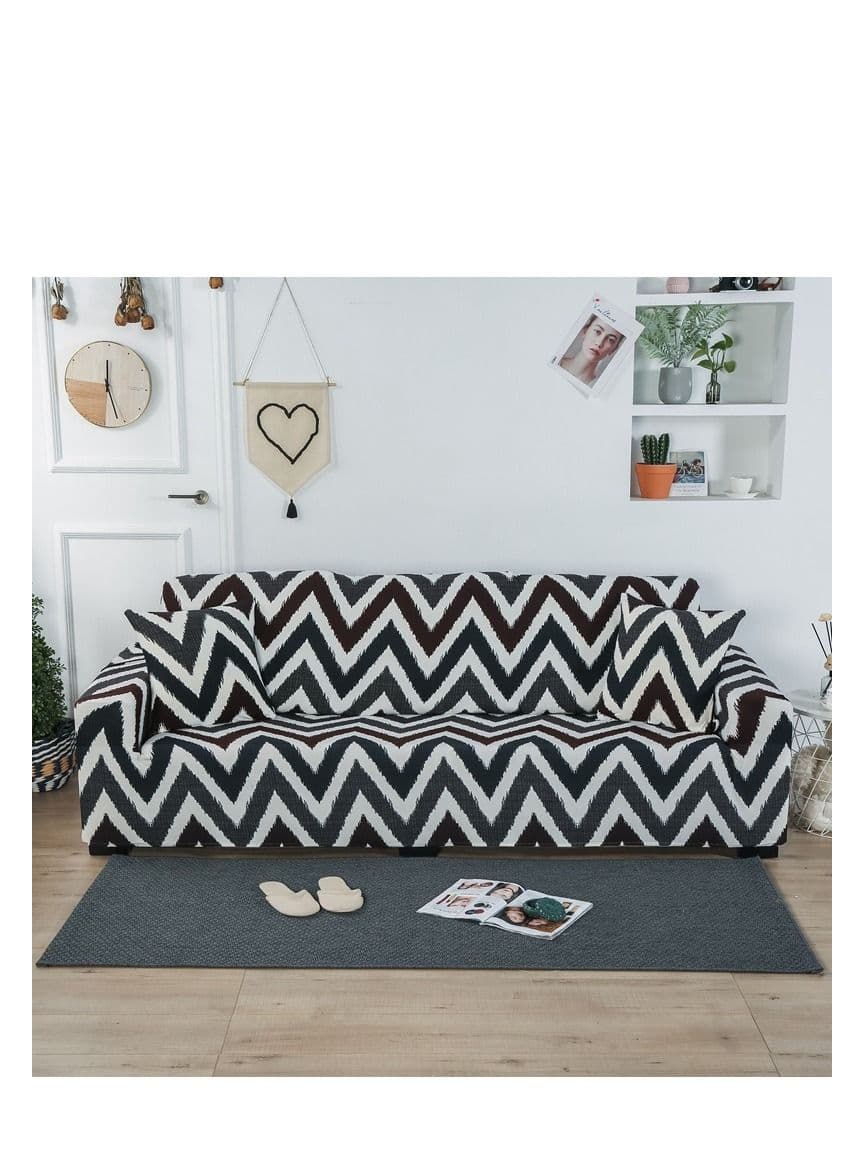 3-Seater Exquisitely Floarl Designed Wrinkle-free Anti-slip 360-degree Full Coverage Sofa Slipcover Length Stretch From 190 To 230cm