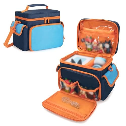 Carrying Case Compatible with Tonies 21 Storage Bag Organizer for Audio Player Starter Set Figures Headphones Charging Station Accessories with Shoulder Strap and Handle Blue Case Only