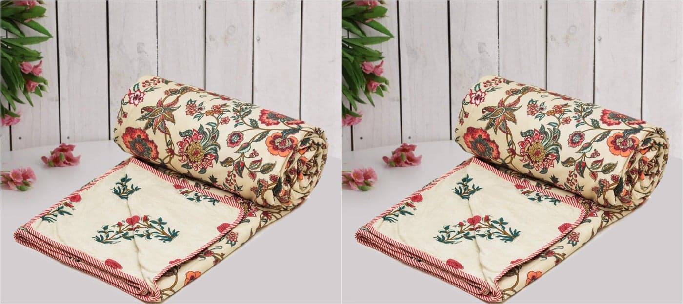 COZY FURNISH Super Soft Brushed Microfiber Cotton 3 Layer Breathable Set of 2 Single Dohar Lightweight Warm Bed Dohar 57X87(Inches) 144X220(CM) All-Weather 120 GSM AC Dohar Blanket