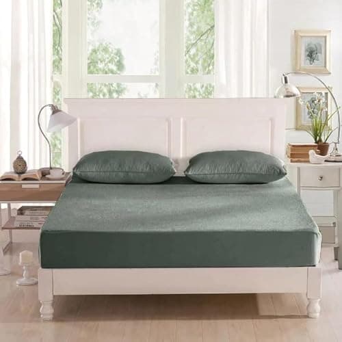 Rajasthan Crafts Cotton Terry Ultra Soft Waterproof Mattress Protector| Fits Upto 10 inch Bed | Breathable - Hypoallergenic Mattresses Cover (75x36 inch | 6.25x3 feet, Grey)