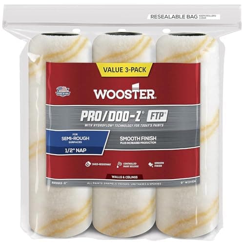 The Wooster Brush Company RR669-9 Pro Doo Z FTP Roller Cover 1/2-Inch Nap, 3-Pack