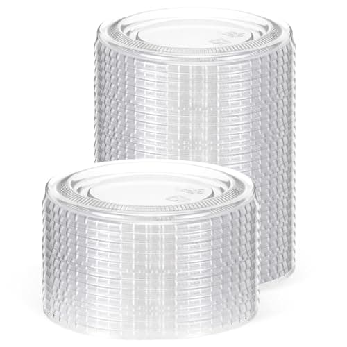 Acellegic 100 Pcs Plastic Cup Lids for 3.25oz 4.5oz 5oz Portion Cups Disposable Clear Portion Cup Lids Souffle Lid Plastic Food Prep Supplies for Restaurant, Cafe, Catering, Party