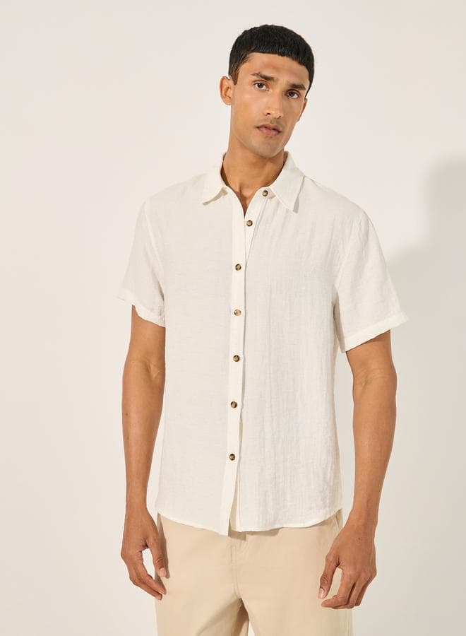 Plain Short Sleeves Relaxed Fit Shirt