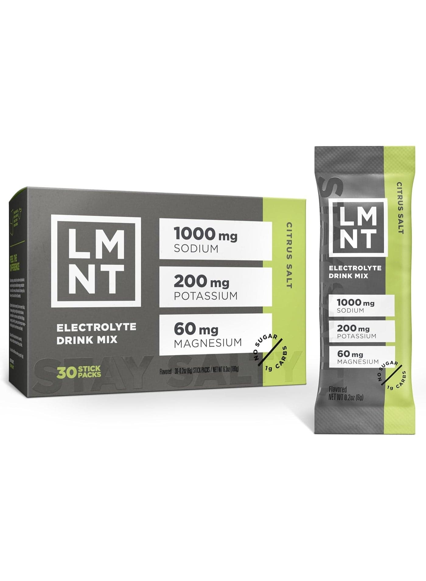 LMNT Zero-Sugar Electrolytes - Citrus Salt - Hydration Powder Packets | No Artificial Ingredients | Keto & Paleo Friendly | 30 Sticks