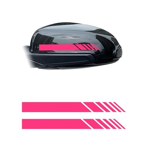 Augeny 2 PCS Car Rear View Mirror Stickers Waterproof Vinyl Auto Side Rearview Mirror Stripes Universal Reflective AntiCollision Striped Warning Decal for Most Vehicles Pink