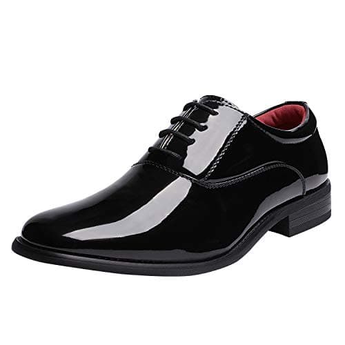 Bruno Marc Men's Faux Patent Leather Tuxedo Derby Dress Shoes Classic Lace-up Formal Oxford,Size 10.5,Black,CEREMONY-05