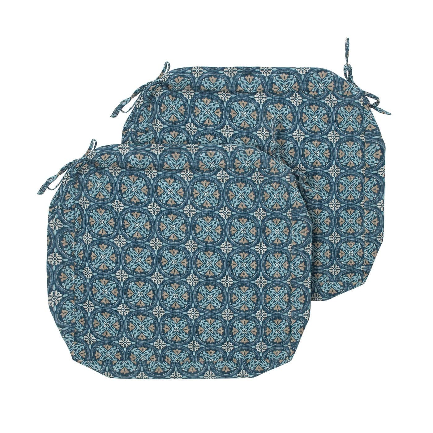 Magpie Fabrics Indoor Outdoor Cushion Cover Replacement 2 Pack NO Insert Water Repellent Slipcover with Ties Decor for Patio Garden Chair Seat Sofa Bench WickerMorgan Medal Blue 22x20x4 Inch