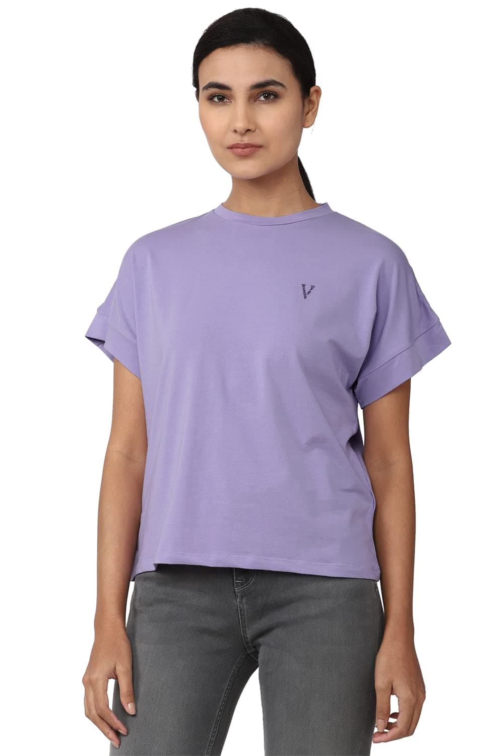 Van Heusen Women Women's Regular Fit T-Shirt (VWCTURGP046550_Lilac M)