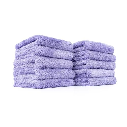 The Rag Company - The Eaglet 350 - Professional Korean 70/30 Blend; Super Plush Microfiber Detailing Towels; Perfect for Wheels, Mirrors, and More; 350GSM; 8inx8in, Lavender (10-Pack)
