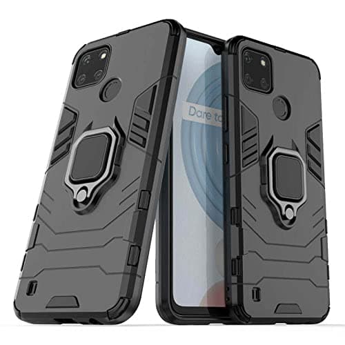 SPAZY CASE® Realme C21Y / C25Y Back Cover | Dual Layer Armor Defender Full Body Protective + PC Hybrid Kickstand Back Case for Realme C21Y / C25Y