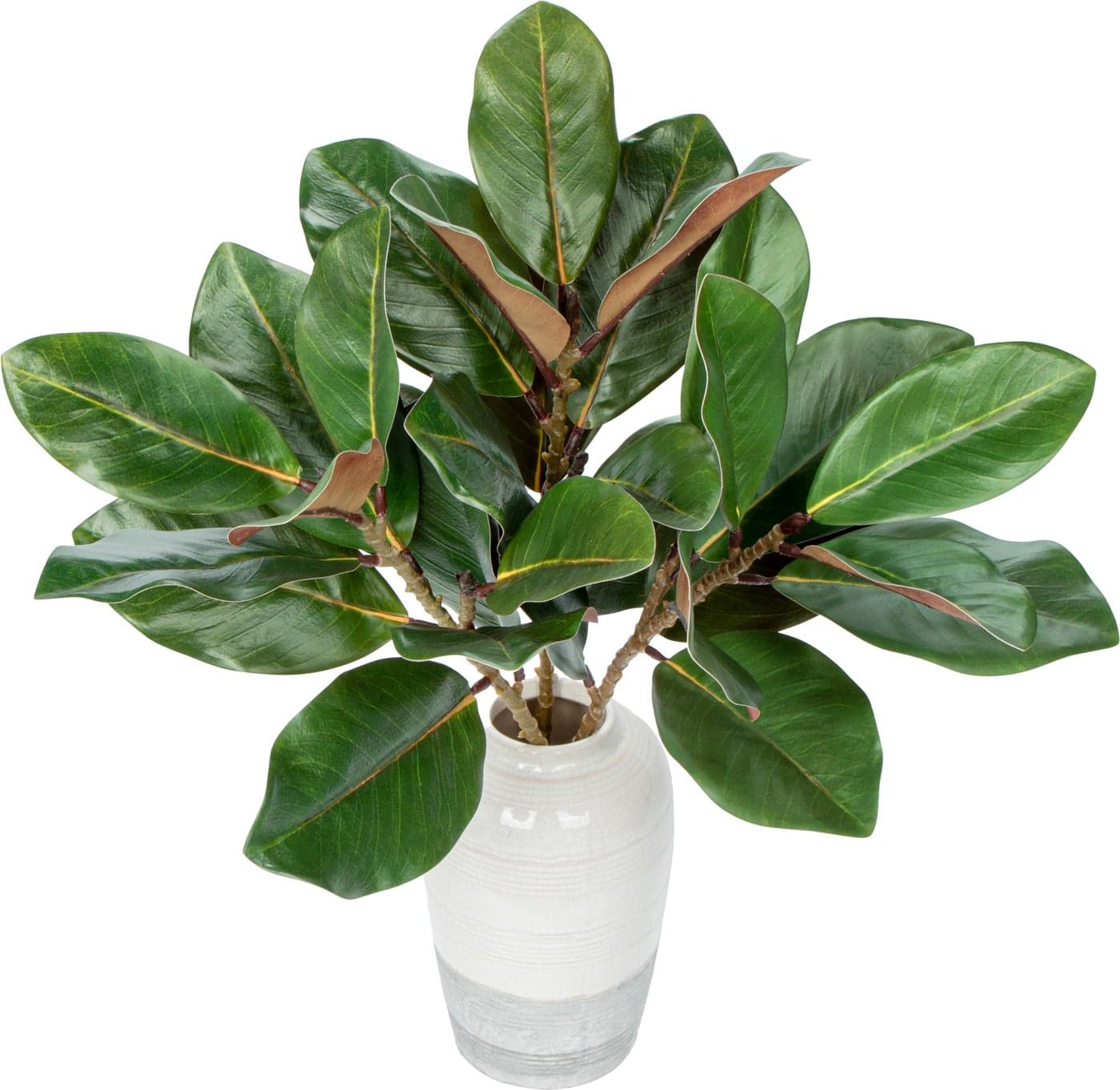 Briful Faux Magnolia Branches 22 Inches Artificial Leaves Stems Faux Greenery for Home Bathroom Table Vase Farmhouse Decor Dark Green Pack of 3