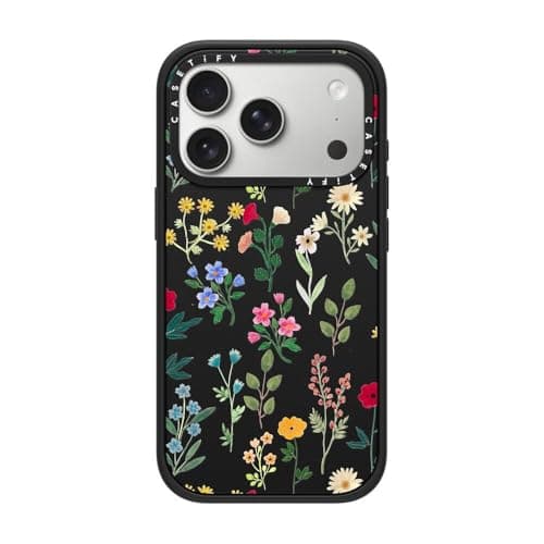 CASETiFY Impact iPhone 17 Pro Case SlimCompatible with Magsafe 82 ft 4X Military Grade Drop Protection Spring Botanicals 2 Matte Black
