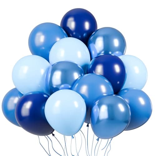 KBZVNAF Blue Latex Balloon Set 60 Pack 12 Inches Metallic Chrome Light Pastel Baby Royal Blue Balloons for Birthday Wedding Baby Shower Party Decoration
