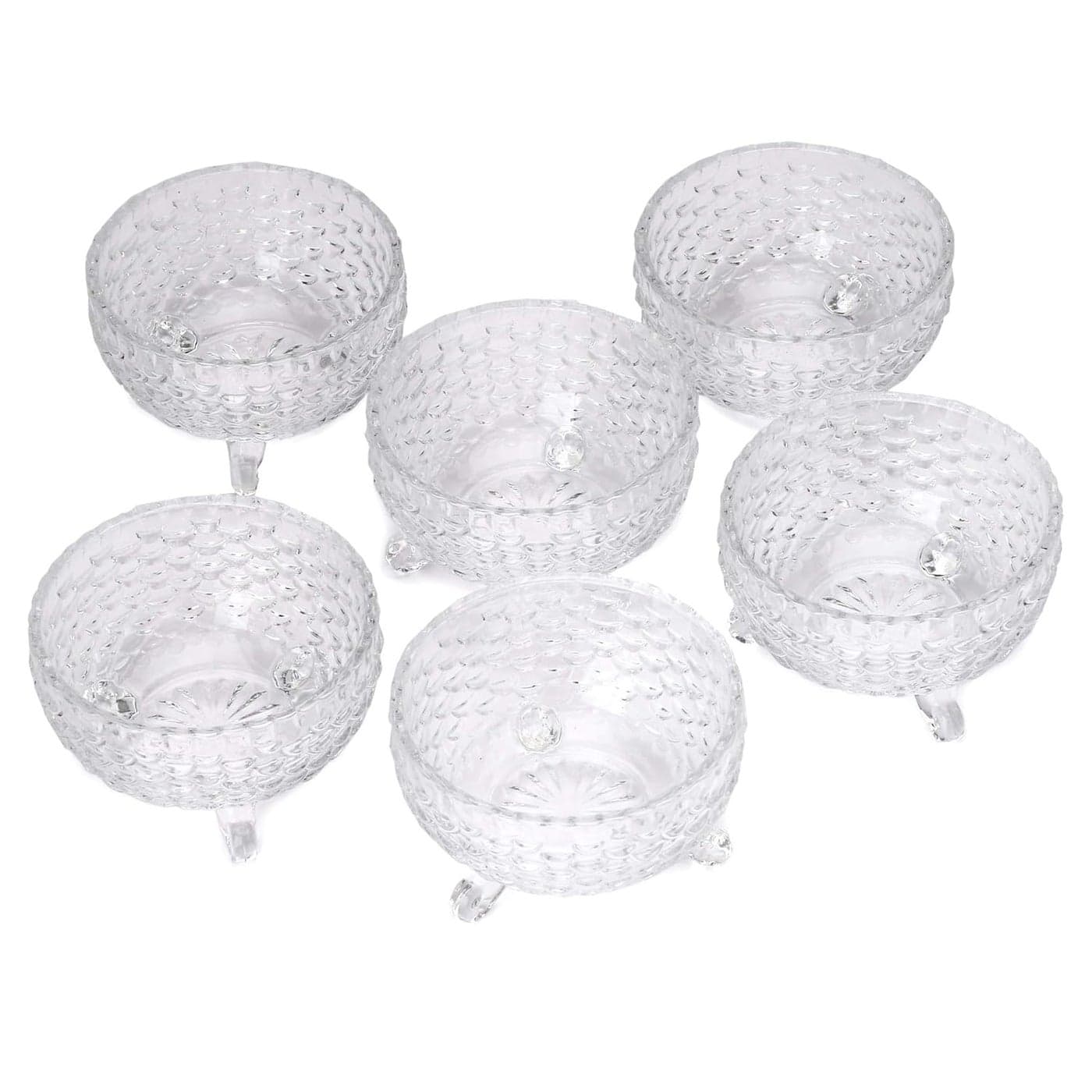 Somil MultiPurpose Tableware SnackVeritable Serving Bowl Set of 6 Glass Clear Round BowlTG6f