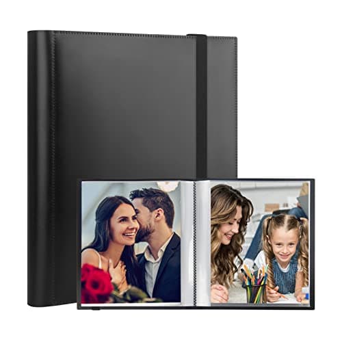 Photo Album 6x8 Photos, 6x8 Photo Album Book Holds 64 Pictures, Art Portfolio Binder for 6 x 8 Pictures, Photo Albums for 6 x 8 Photos, 8x6 Sheet Protector Folder for Photos, Artwork, Drawings (Black)