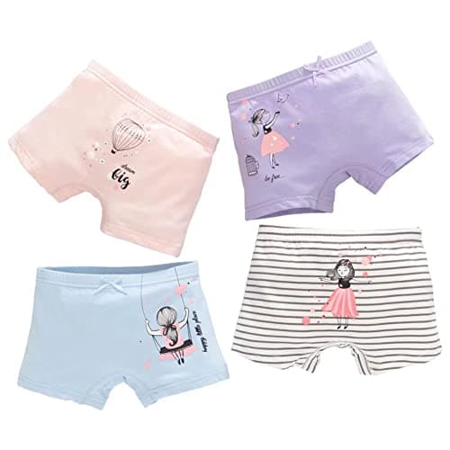 Core Pretty Little Girls Cotton Boy Shorts Toddler Panties Baby Princess Underwear (Pack of 4) (DRESSGIRL, 9-10 Years)