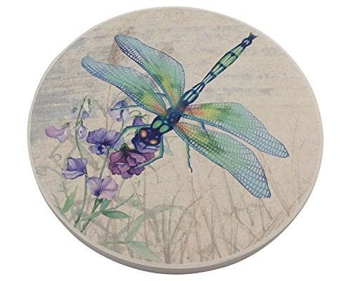 Trinsi Absorbent Ceramic Stone Coasters, Dragonfly,Set of 4 Stone Coasters