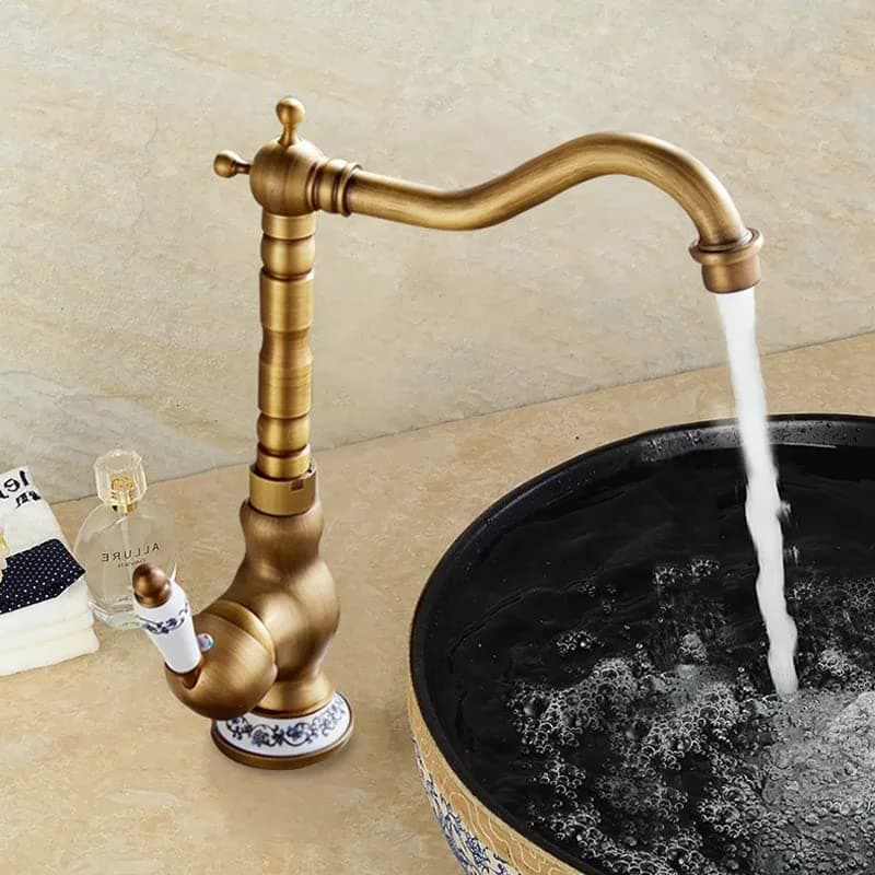 B BACKLINE Brass Basin Mixer Tap Hot Cold | Wash Basin Mixer Faucet | Pillar tap for wash Basin | Tap for Bathroom & Livingroom (Antique Finish)