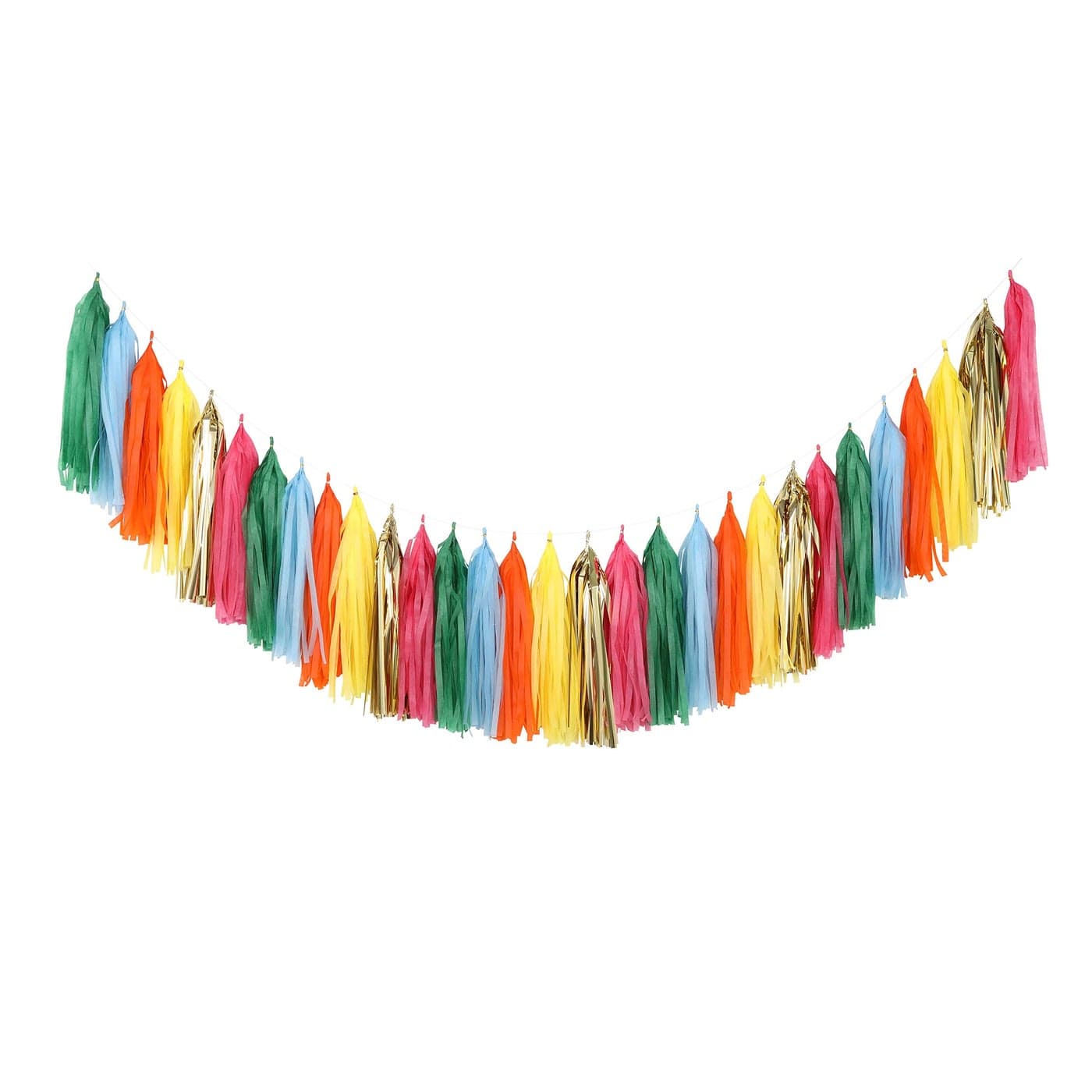 Fonder Mols Tissue Paper Tassel Garland DIY Kit 40pcs Blush Mint Aqua Lilac and Orchid All Mixed with Iridescent Mylar for Rainbow Color Spring Candy Easter themed Party Decorations A33