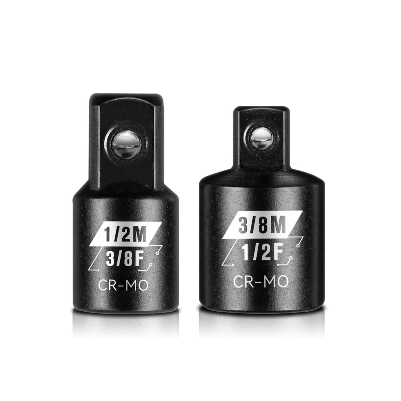 BLACKROBOT 2PCS Impact Socket Adapter and Reducer Set 38 to 12 12 to 38 Socket Adapter Set SAE Drive CrMo Steel Exceeds ANSI Standards Square Drive Adapter for Impact Driver Wrench