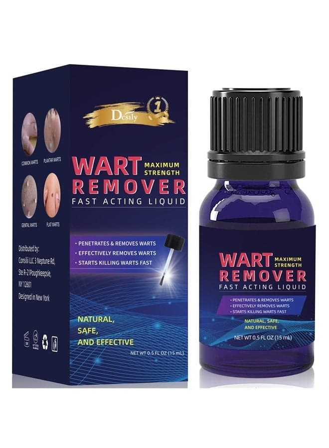 Fast Action Liquid Wart Gel Maximum Strength Liquid with Salicylic Acid - Fast-Acting Wart Liquid Freeze Off Designed for Warts, Plantar Wart, Genital Wart, Common Wart, Flat Wart, Corn, Callus