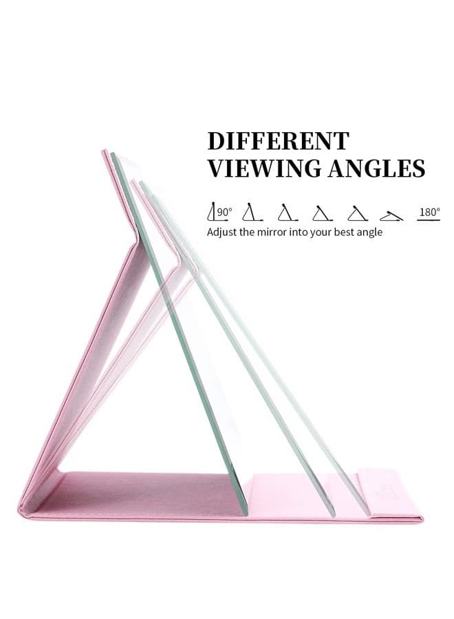 Portable Folding Vanity Mirror with Stand, Pink