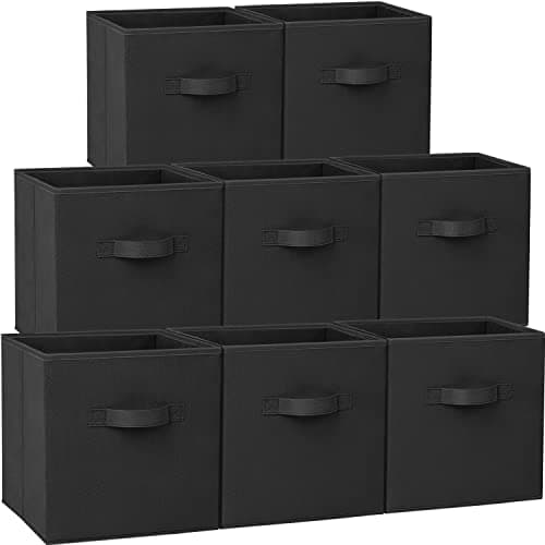 Criusia Large Storage Cubes 13 Inch Heavy Duty Fabric Storage Bins for Shelves Closet Cube Organizer 8 Pack Collapsible Cube Storage Bins Baskets for Organizing Clothes Blankets Toys Black