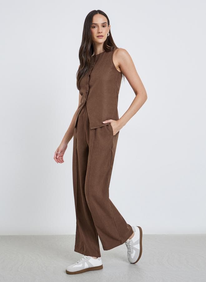 Brown Corduroy Wide Leg Trousers — S