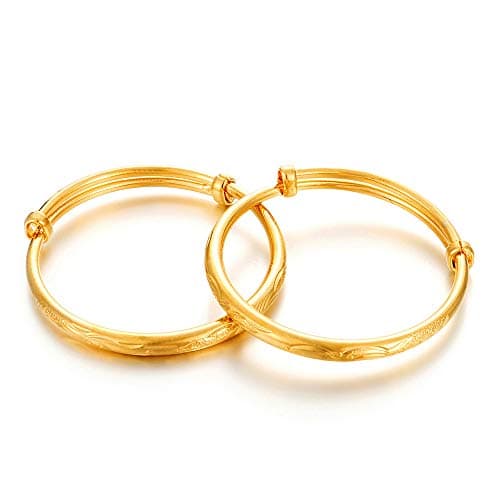 Ethlyn 2pcs/lot Baby Bracelet for infant Girls Boys 18K Gold Plated Kids Baby Expandable Adjustable Bangles &bracelets Birthday Christmas Gifts