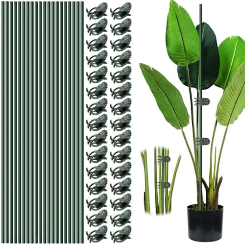 10pcs 15.7" Plant Stakes with 15pcs Clips, Bendable Orchid Stakes and Clips Set Support Tall for Indoor/Outdoor Plants,Potted Plants,Single Stem Vines Flower Plant Support Sticks for Orchid Rose Peony