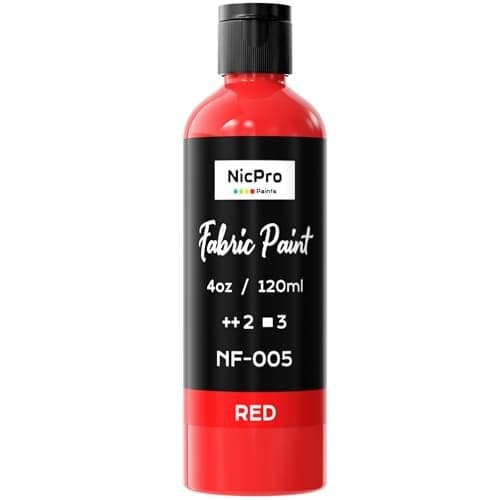 Nicpro Red Fabric Paint, 4 oz (120 ml) Fabric Paint for Clothes Permanent, Rich Pigment Non-Toxic Soft Clothing Paint for DIY T-shirts Jeans Crafts, Refresh Furniture Upholstery
