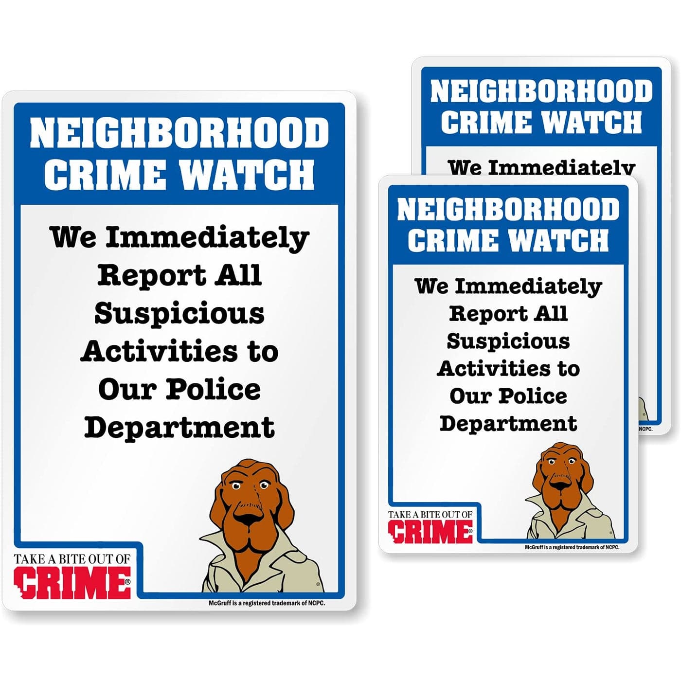 SmartSign Neighborhood Crime Watch McGruff Decal Set Two 275x4 One 375x55 EG Reflective Adhesive Decals
