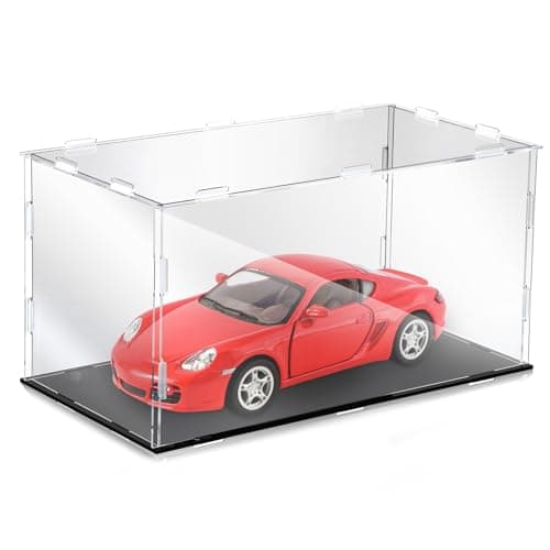 Singhoow Acrylic Display Case 1: 18 Model Car Display Case with Black Base Clear Storage Stand Box for Car Toy Collectibles