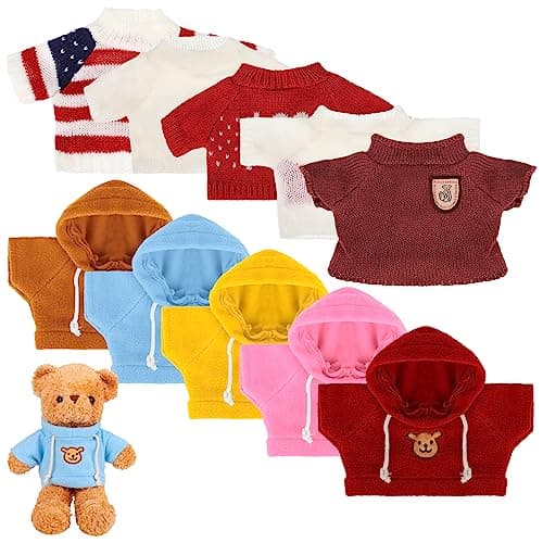 Fuyamp 10 Pcs Bear Clothes Tee Doll Clothes Bear Hoodie Sweater Fit 1418 Inches Bears Include Cute Clothes Glasses Hat Kawaii Plush Doll Clothes DIY Bear Toy