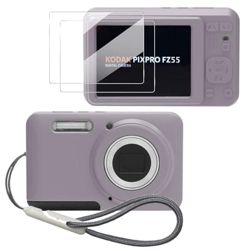 Tedubax Case for Kodak PIXPRO FZ55,FZ55 accessories,Soft Silicone Protective Case,Comes with 2 Screen Protectors and 1 Wrist Strap - Rose grey