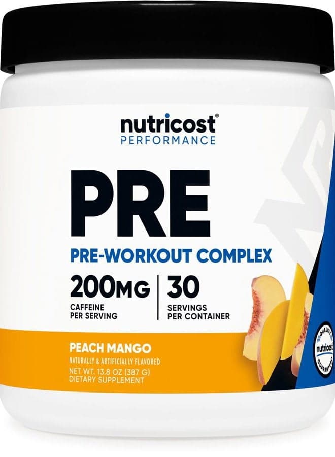 Pre-Workout Complex Powder (30 Servings, Peach Mango) - Pre-Workout Supplement with Beta-Alanine, Taurine & Amino Acids