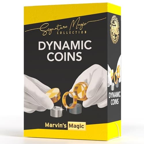 Marvins Magic Signature Dynamic Coins Amazing Trick Set Precision Brass Magic Trick with Props and Instructions Classic Coin Illusion for Teens and Adults Age 14 Gifts for Kids and Adults