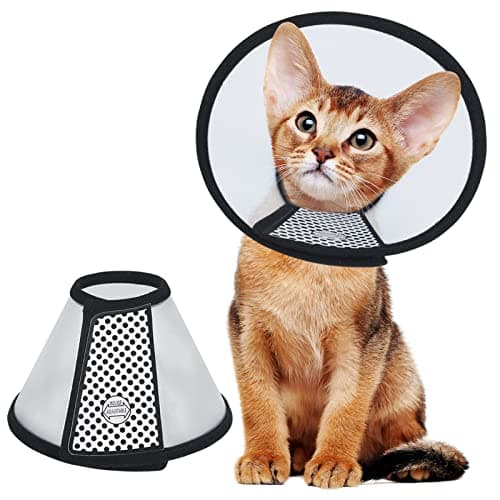 Vivifying Cat Cone Collar– 3 Sizes Lightweight Soft Edge Recovery Cone for Cats, Adjustable Plastic Elizabethan Anti-Lick E-Collar for Post-Surgery Protection (Small)