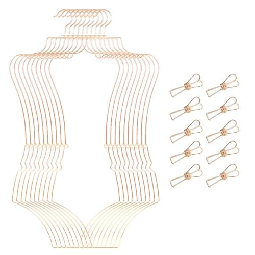 Stylish Body Shape Bikini Hanger Wire Display Set of Ten - Metal Lingerie Hangers for Swimsuits and Bathing Suits Hangers - Showcase and Organize Your Swimwear Collection with Elegance (Gold)