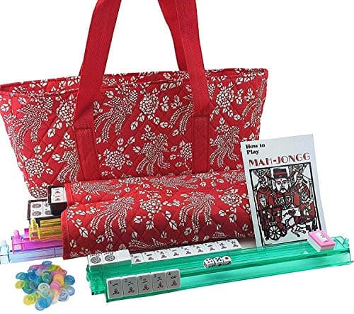 166 Tiles American Mahjong Set Red Phoenix Soft Bag 4 Color Pushers Racks Easy Carry Western Mahjongg Travel Game Set