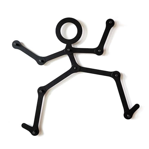 Three by Three Seattle FITCheck Wall Rack in Black Metal Customizable Playful and Functional Hanging Hook Solution for Coats Hats Umbrellas and More 12 x 25 in