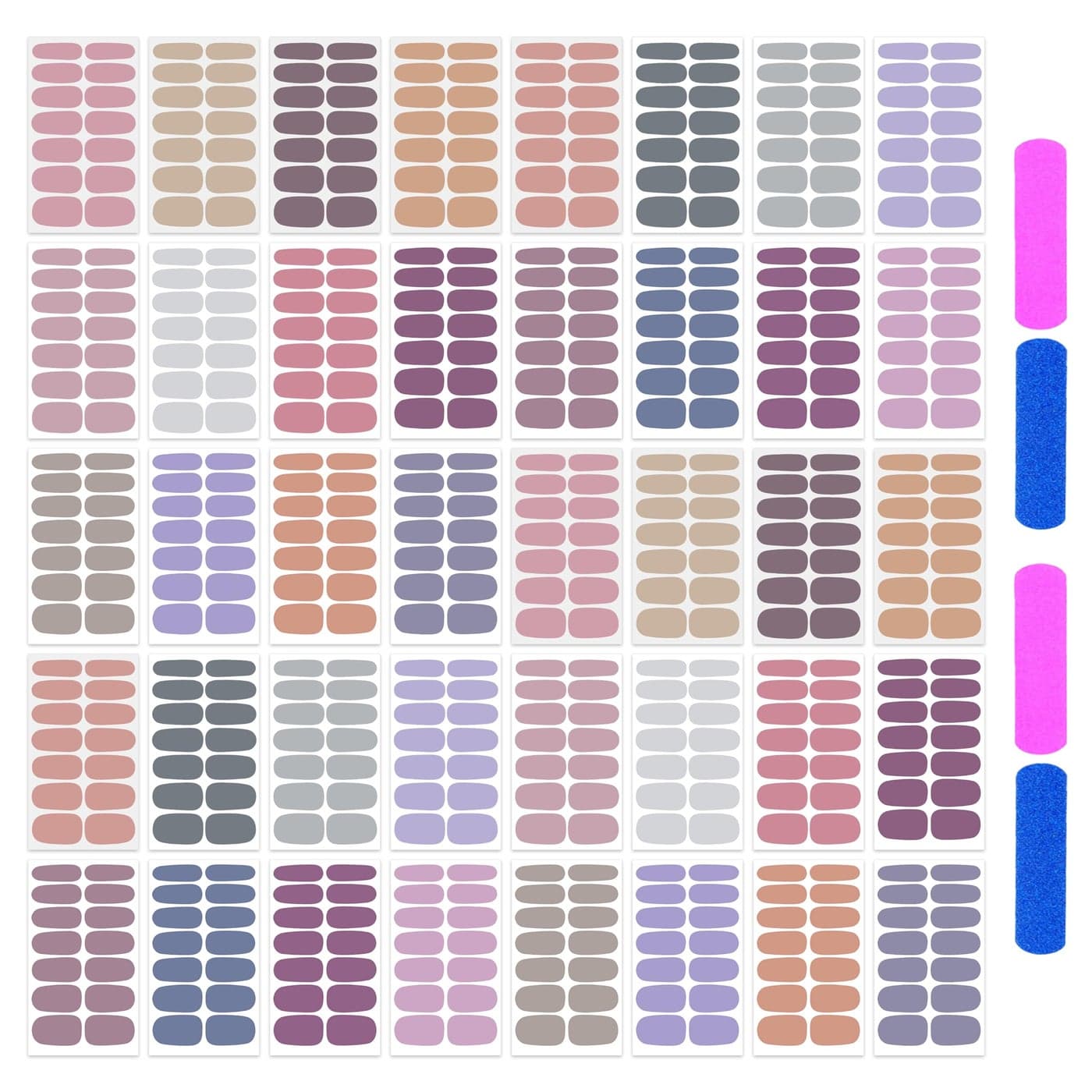 XEAOHESY 40 Sheets Elegant Solid Color Nail Polish Strips with Nail File SelfAdhesive Grey Purple Color Nail Strips Nail Stickers Full Nail Wraps for Women Nail Art