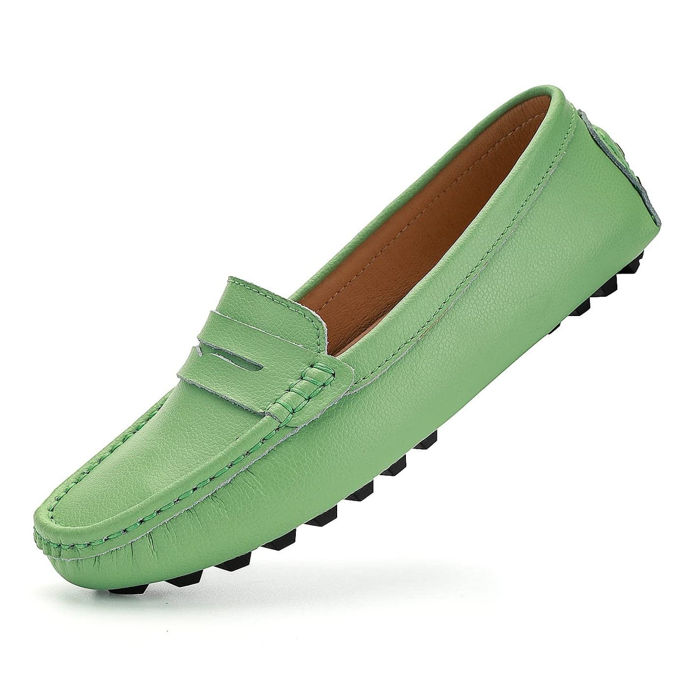 BEAUSEEN Mint Green Penny Loafers for Women Size 95 Genuine Leather Womens Driving Loafers95 US