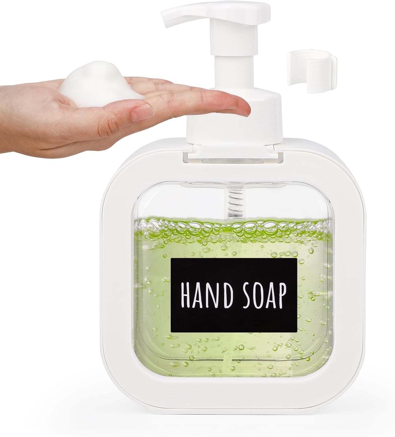 RATAVA® Foaming Soap Dispenser Bottle – 300ml Refillable Pump Container for Hand Soap, Shampoo, Face Cleanser & More – Modern Square Design for Bathroom, Kitchen, Travel Use 1pc White