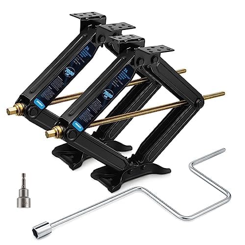Kohree 7500lbs RV Stabilizer Leveling Scissor Jacks 24" for Travel Trailer Camper, Set of 2, Heavy Duty RV Stabilizer Jacks Kit with Crank Handle and Drill Bit, Black