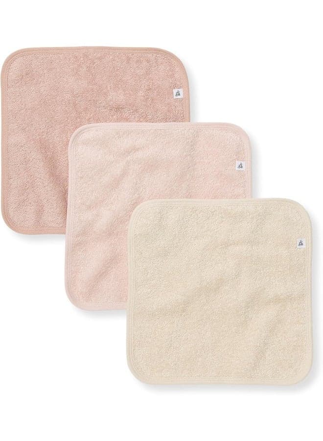 Burt's Bees Baby Infant Washcloths, 100% Organic Cotton, Soft and Super Absorbent Knit Terry & Woven Terry Wash Cloth - 3 Pack Set